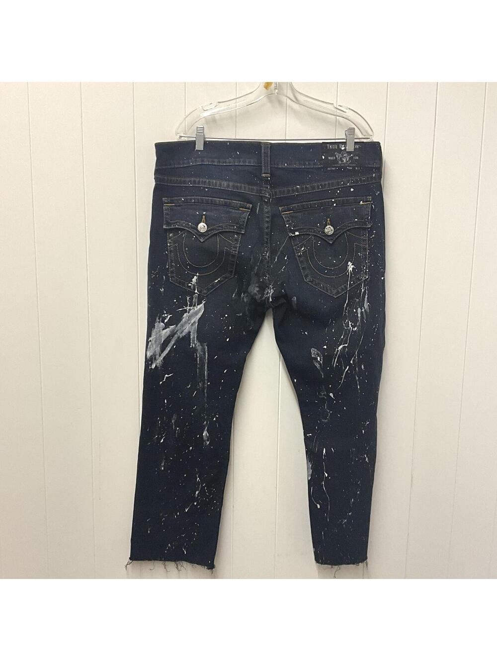 True Religion Men's Rocco Big T Paint Splatter Skinny Jean with Rips 36 - Picture 6 of 13
